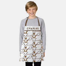 Delantal Cabra Blanca Pequeña y Adorable Personalizada