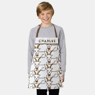 Delantal Cabra Blanca Pequeña y Adorable Personalizada