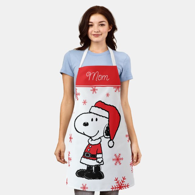 Delantal Cacahuetes | Snoopy Santa Claus | Añadir su nombre (Gastado)