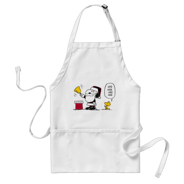 Delantal Cacahuetes | Snoopy & Woodstock Santa Bell Ringer (Frente)