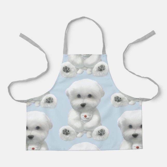 Delantal Cachorro Abrazando su juguete (Anverso)