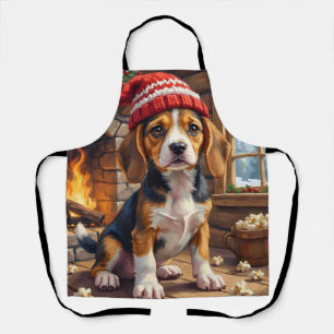 Delantal Cachorro Beagle Alegre con Gorro de Media Acogedor