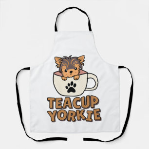 Delantal cachorro de Yorkie en taza de té