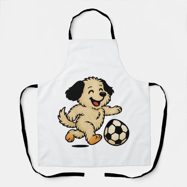 Delantal Cachorro jugando fútbol (Anverso)