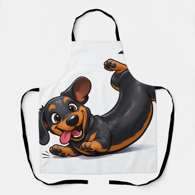 Delantal Cachorro juguetón de raza Dachshund  (Anverso)