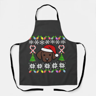 Delantal Cachorro Labrador de Chocolate Navidad Santa Overs