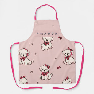 Delantal Cachorro Personalizado Lindo Adorable con Lazo Roj