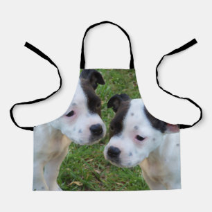 Delantal Cachorros de estampado blanco negro, Apron de impr