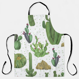 Delantal Cactus acuarela, patrón natural sin fisuras.