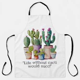 Delantal Cactus cactus cutáneo de acuarela en macetas