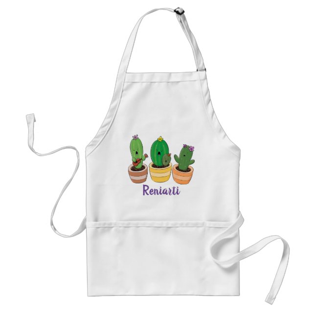 Delantal Cactus canto lindo personalizado ilustracion (Frente)
