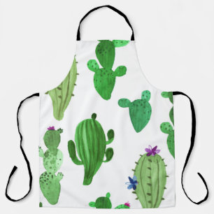 Delantal Cactus del desierto: Ilustracion acuarela verde