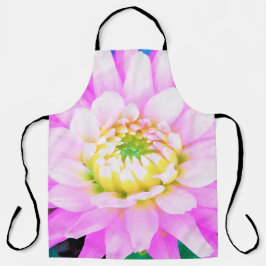 Delantal Cactus rosados, blancos y amarillos Dahlia Macro