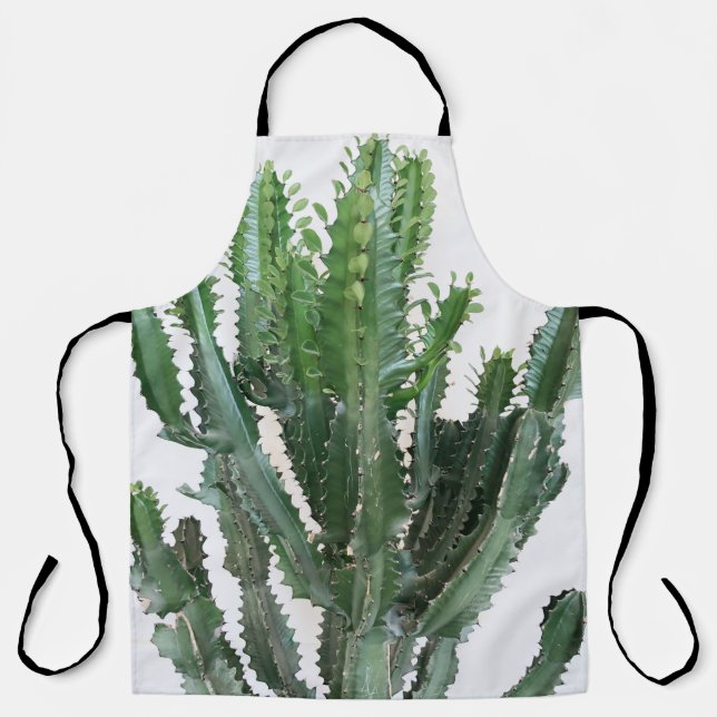 Delantal Cactus verdes: fondo blanco Minimalista (Anverso)
