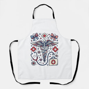 Delantal Caduceo Médico Vintage Patriótico Vector De Enferm