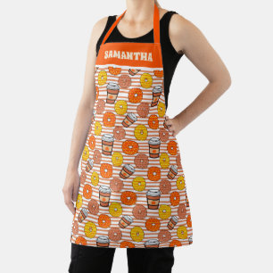 Delantal Cae de calabaza Donuts y franjas Naranjas de café