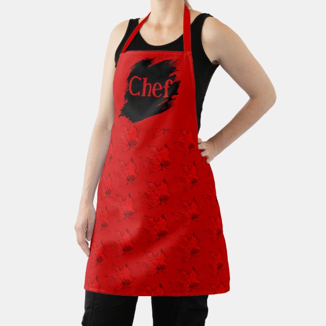 Delantal Cae Red Leaves Todo-Sobre Imprimir Chef Apron (in situ)