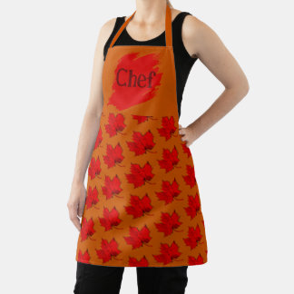 Delantal Cae Red Leaves Todo-Sobre Imprimir Chef Apron