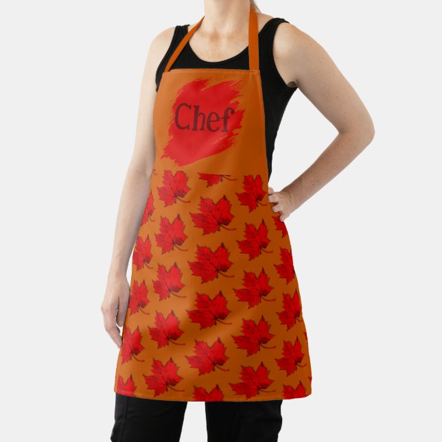 Delantal Cae Red Leaves Todo-Sobre Imprimir Chef Apron (in situ)