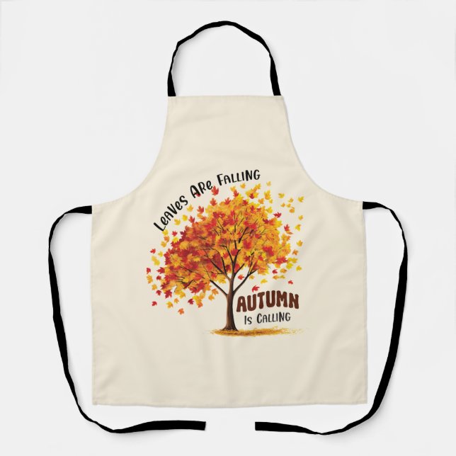Delantal Caen Las Hojas, El Otoño Llama - Cae Acogedora (Anverso)