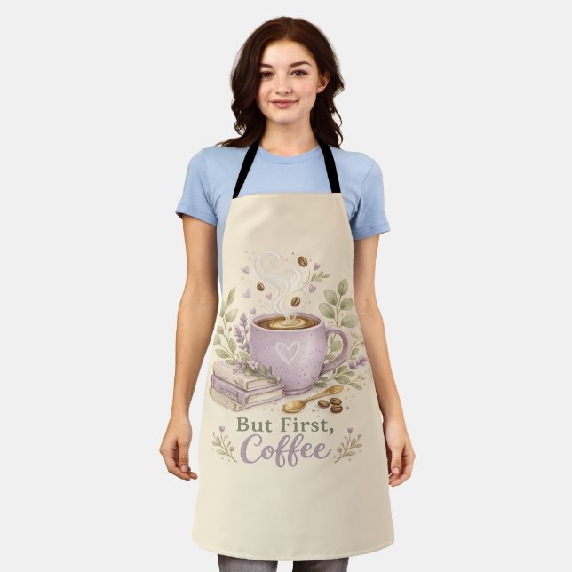 Delantal Café Acuarela de Lavanda Acogedor (Gastado)