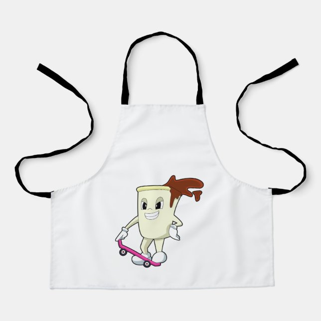 Delantal Café como patinador con patineta (Anverso)