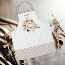 Delantal Café Latte Floral Acogedor con Nombre