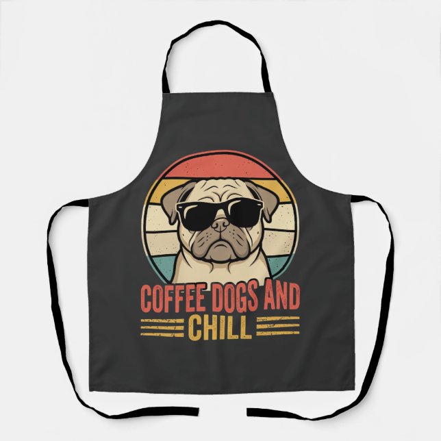 Delantal Café Perros y Pug Retro Chill (Anverso)