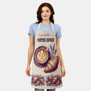 Delantal Cafe Personalizado Merch Croissant Vintage Con Lav