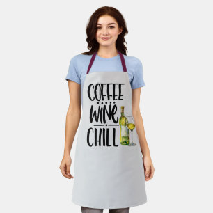 Delantal Café, vino y Apron Chill divertidos para los amant