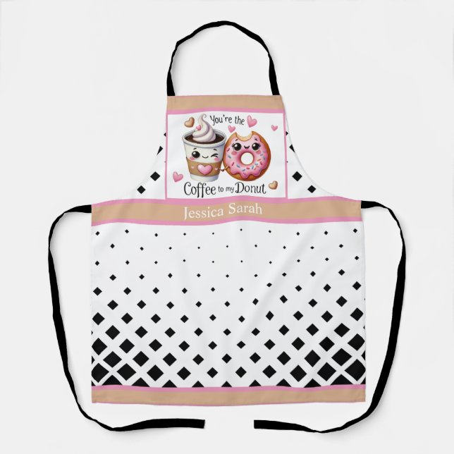 Delantal Café y Donas Kawaii Adorables (Anverso)