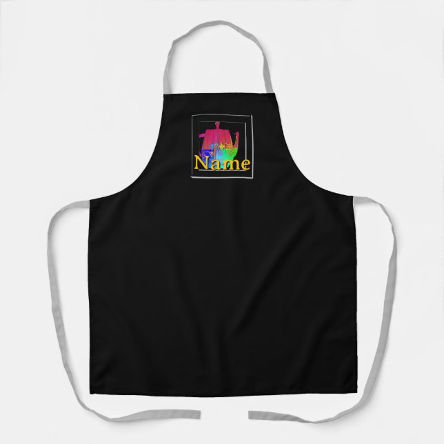 Delantal Cafetera Negra Personalizada (Anverso)