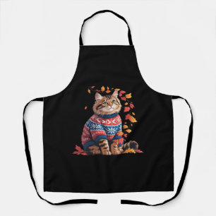 Delantal Caída de la Hoja del Gato Hola Funny Cat Kitten Lo
