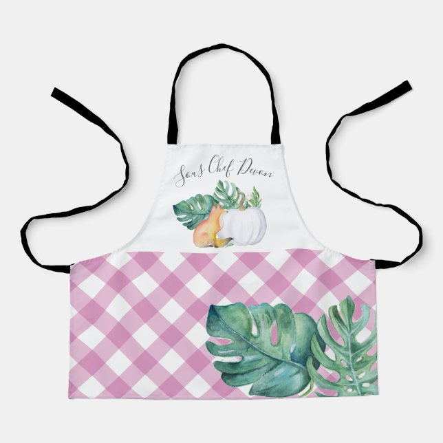 Delantal Caída Tropical Fox y Calabaza Blanca Apron (Anverso)