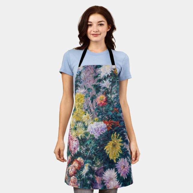 Delantal Caillebotte - Crisantemo blanco y amarillo (Gastado)