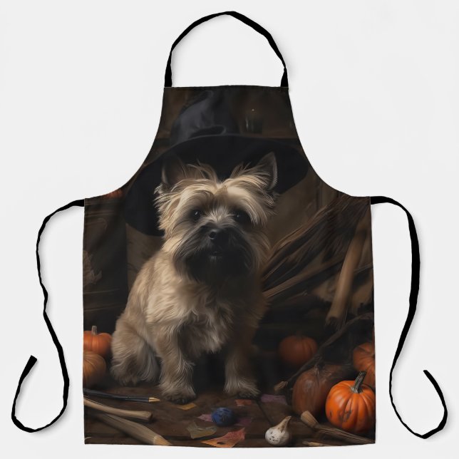 Delantal Cairn Terrier arroja calabazas de Halloween Scary (Anverso)