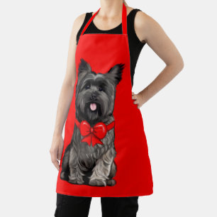 Delantal Cairn Terrier con Navidades doblan bolsa de regalo