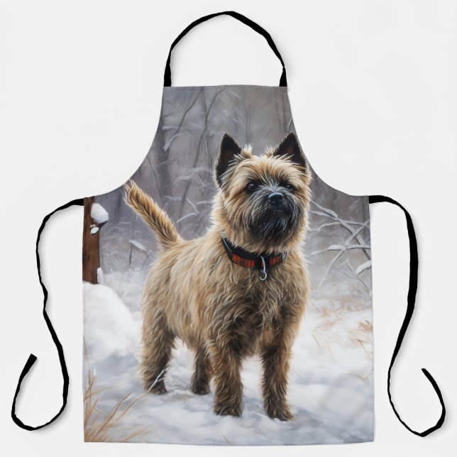Delantal Cairn Terrier deja que nieve Navidades (Anverso)