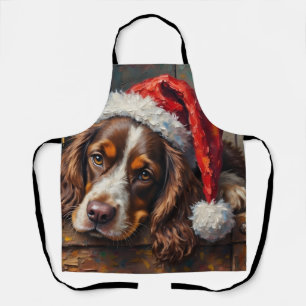 Delantal Caja de juguetes navideños vintage con perro Cocke