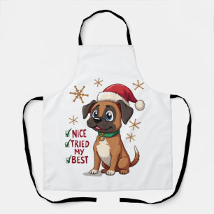 Delantal Caja linda perro Boxer Navidad Bonito Traté de hac