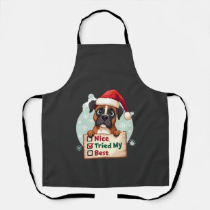 Delantal Caja linda perro Boxer Navidad Bonito Traté de hac