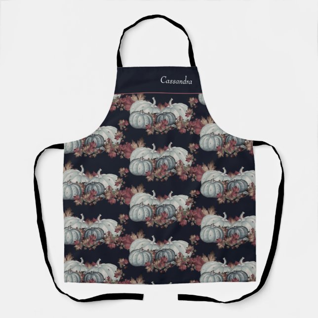 Delantal Calabaza acuática de la Marina Azul Boho otoño (Anverso)