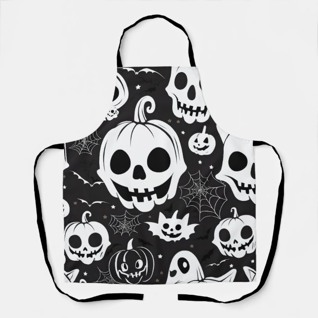 Delantal Calabaza blanca Jack O Lantern Halloween Apron (Anverso)