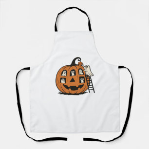 Delantal Calabaza caprichosa y espeluznante con fantasmas,