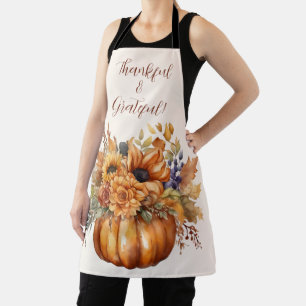 Delantal Calabaza con Flores-Acción de Gracias-