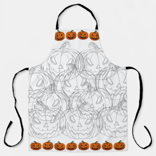Delantal Calabaza de boceto de Halloween con chupa decorati