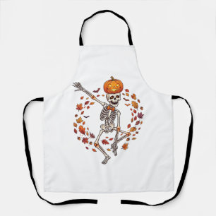 Delantal Calabaza De Cabeza De Esqueleto Bailando Halloween