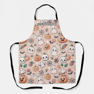 Delantal Calabaza de Fantasma Kawaii Patrón de Halloween Na