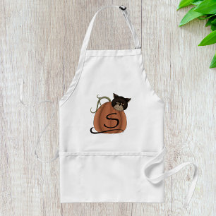 Delantal Calabaza de gato negro Carta S Halloween