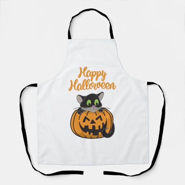 Delantal Calabaza de gatos de Halloween (Anverso)